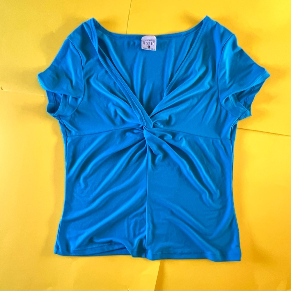 BEVERLY HILLS 90210 BLUE RUCHE TWIST TOP